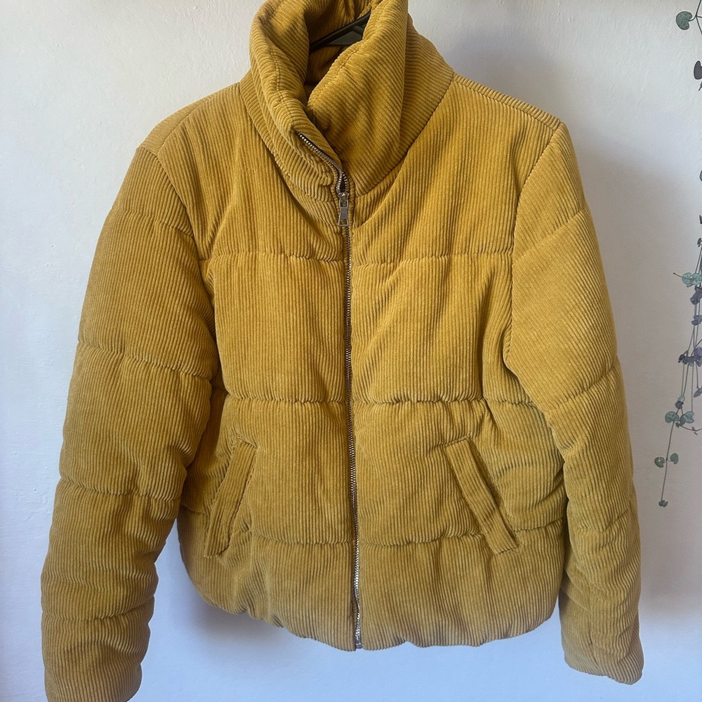 Women's Mustard Corduroy Puffer Jacket